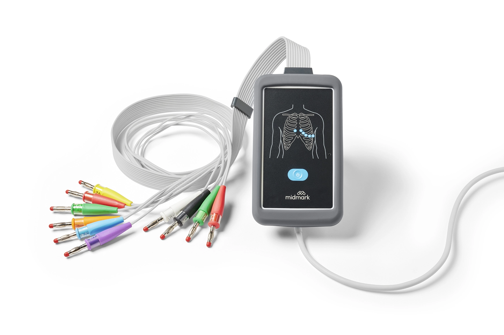 Electrocardiograph Digital ECG Kit Includes: USB Version, 10-Lead Patient Cable, 10-Pack Clear ECG Clips, 100-Pack Disposable ECG Electrodes & Device Silicone Cover by Midmark  ID 4-000-0080